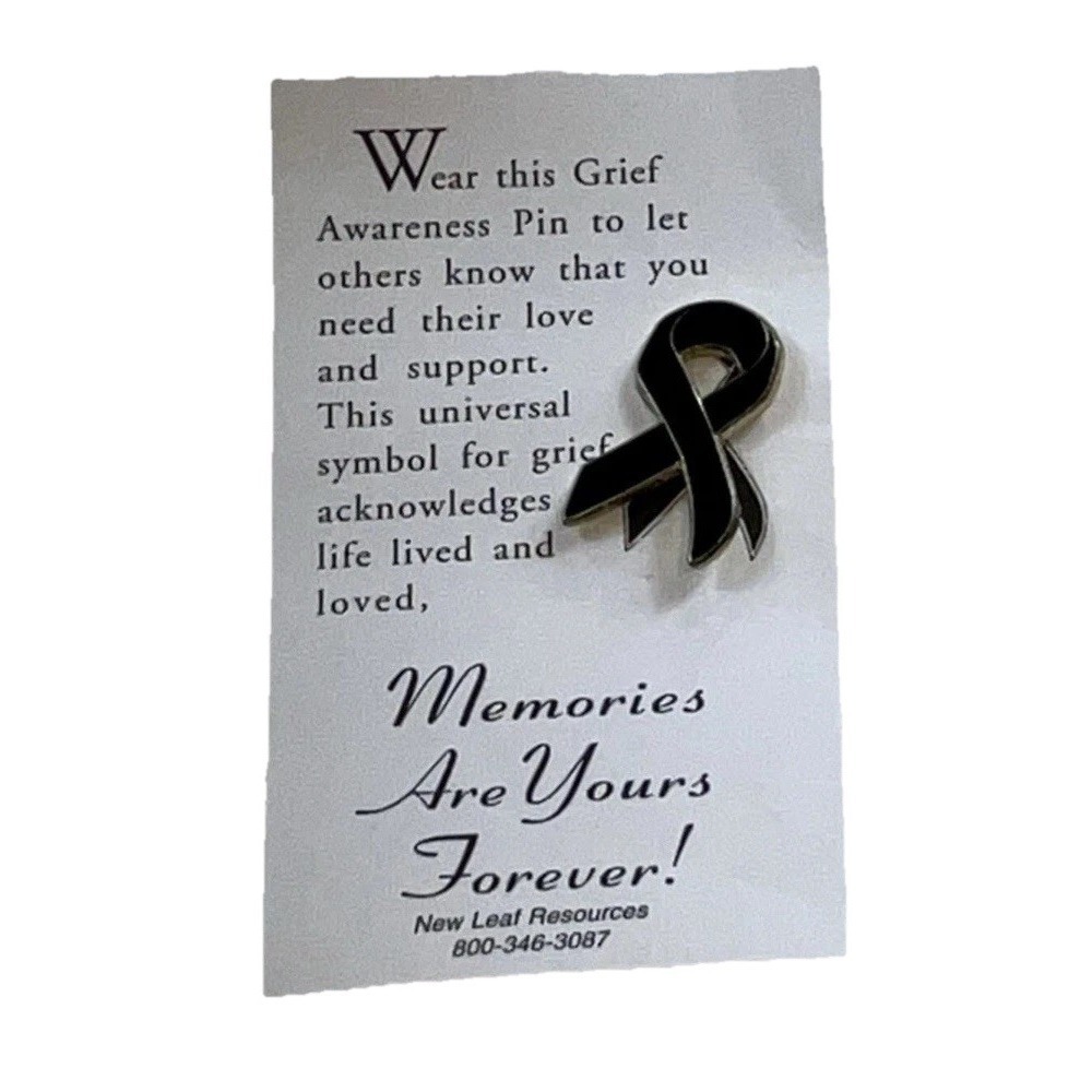 Grief Awareness Pin Black‎ Ribbon Lapel Pin Remembrance Memorial